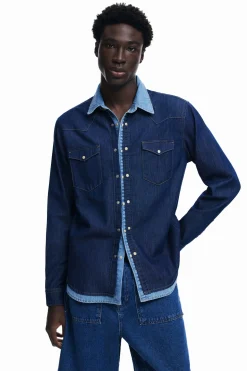 Patchwork denim shirt