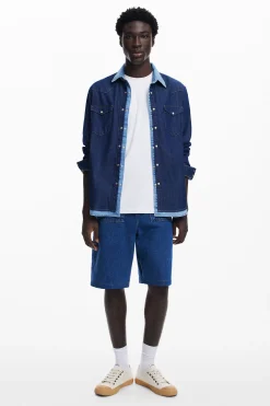 Patchwork denim shirt