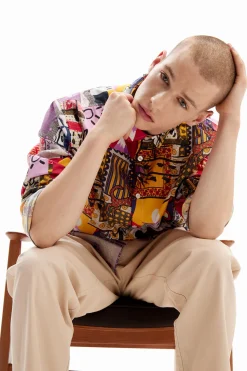 Patchwork poplin shirt