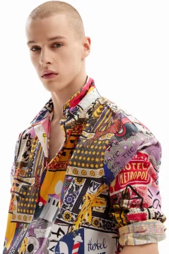 Patchwork poplin shirt