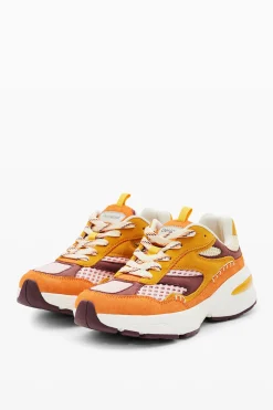 Patchwork split leather running sneakers
