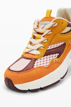 Patchwork split leather running sneakers