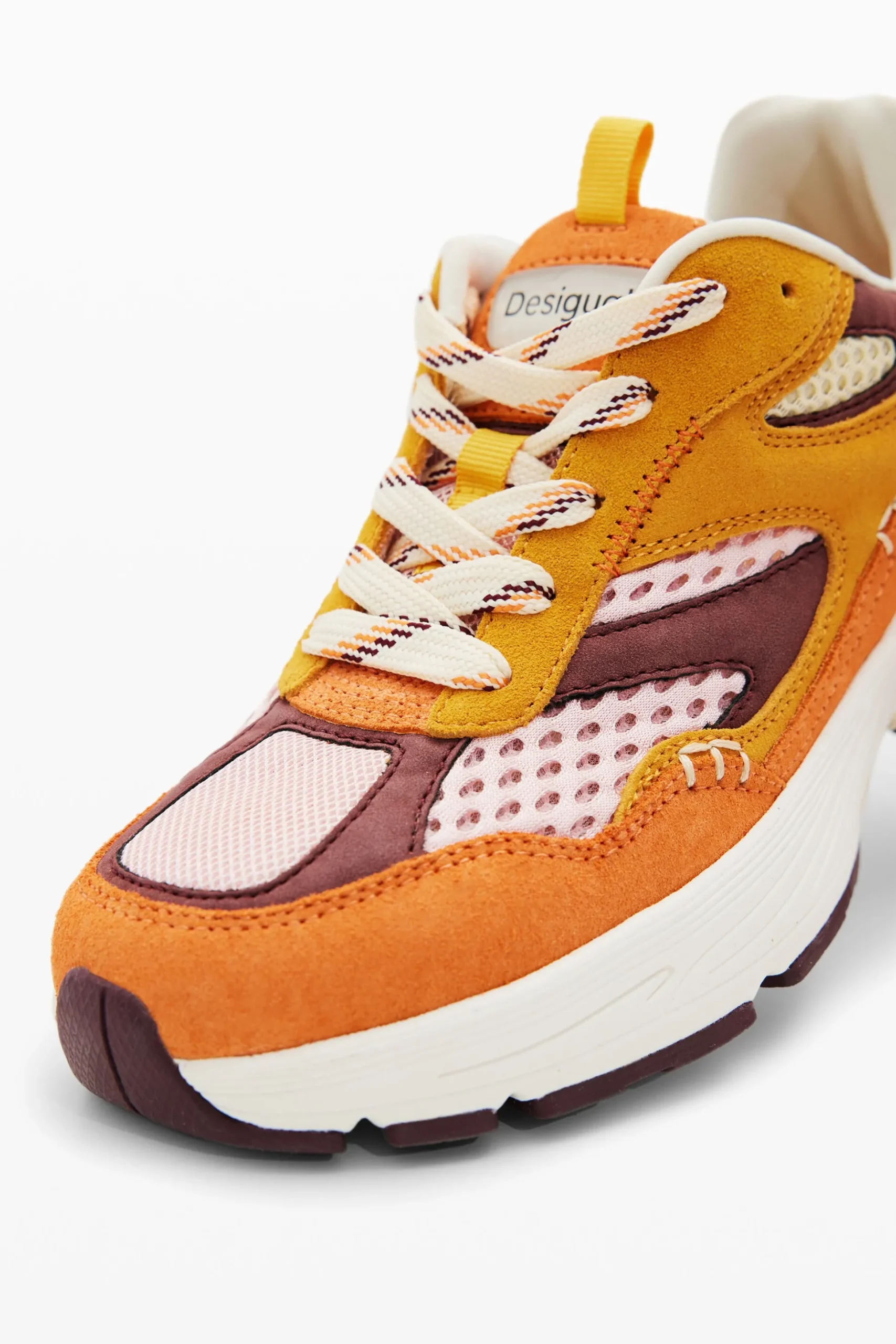 Patchwork split leather running sneakers