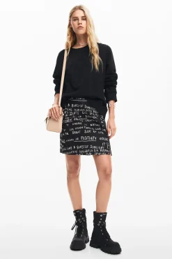 Phrase print miniskirt