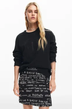 Phrase print miniskirt