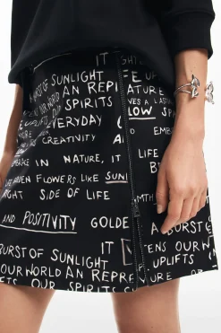 Phrase print miniskirt