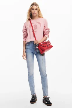 Pink denim pants