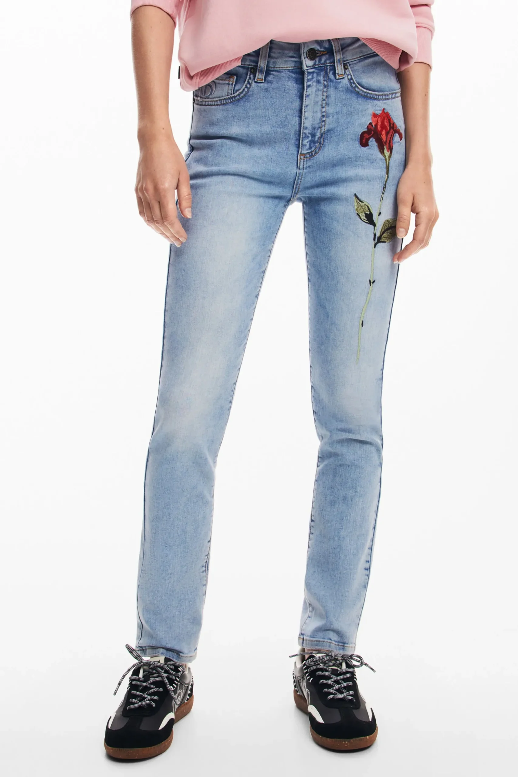 Pink denim pants