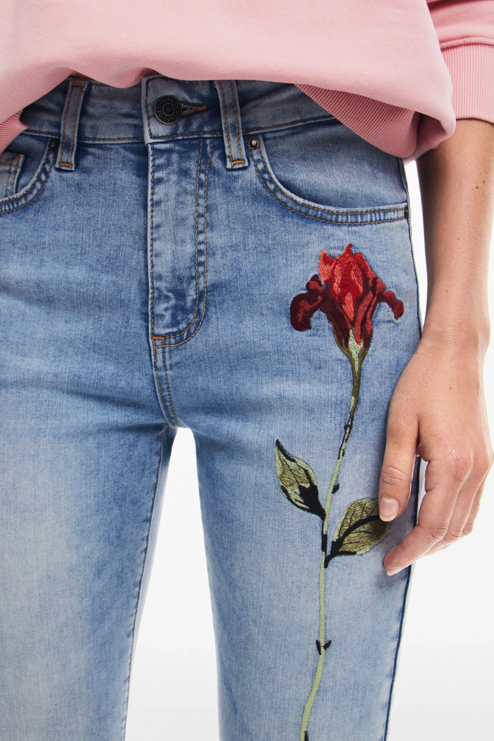 Pink denim pants