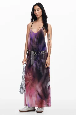 Pleated dress with floral print