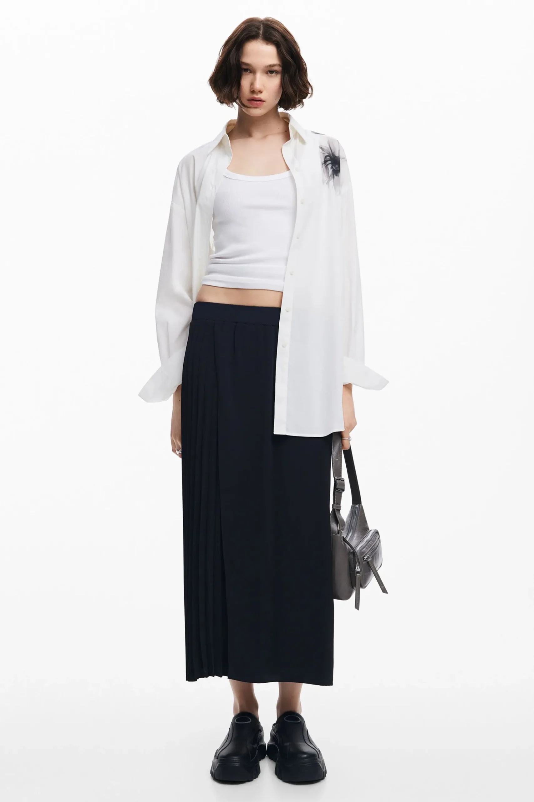 Pleated midi skirt