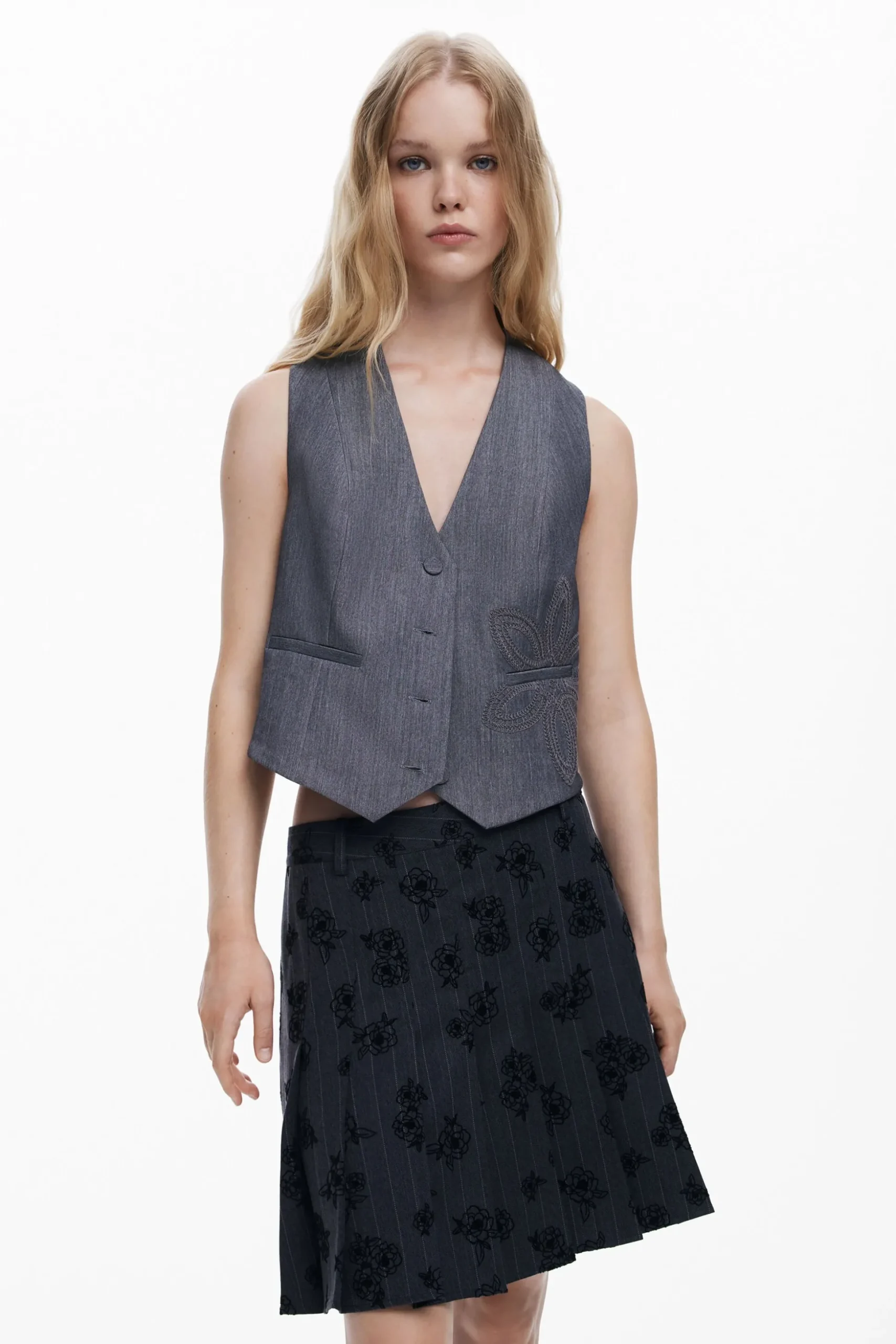 Pleated print skirt