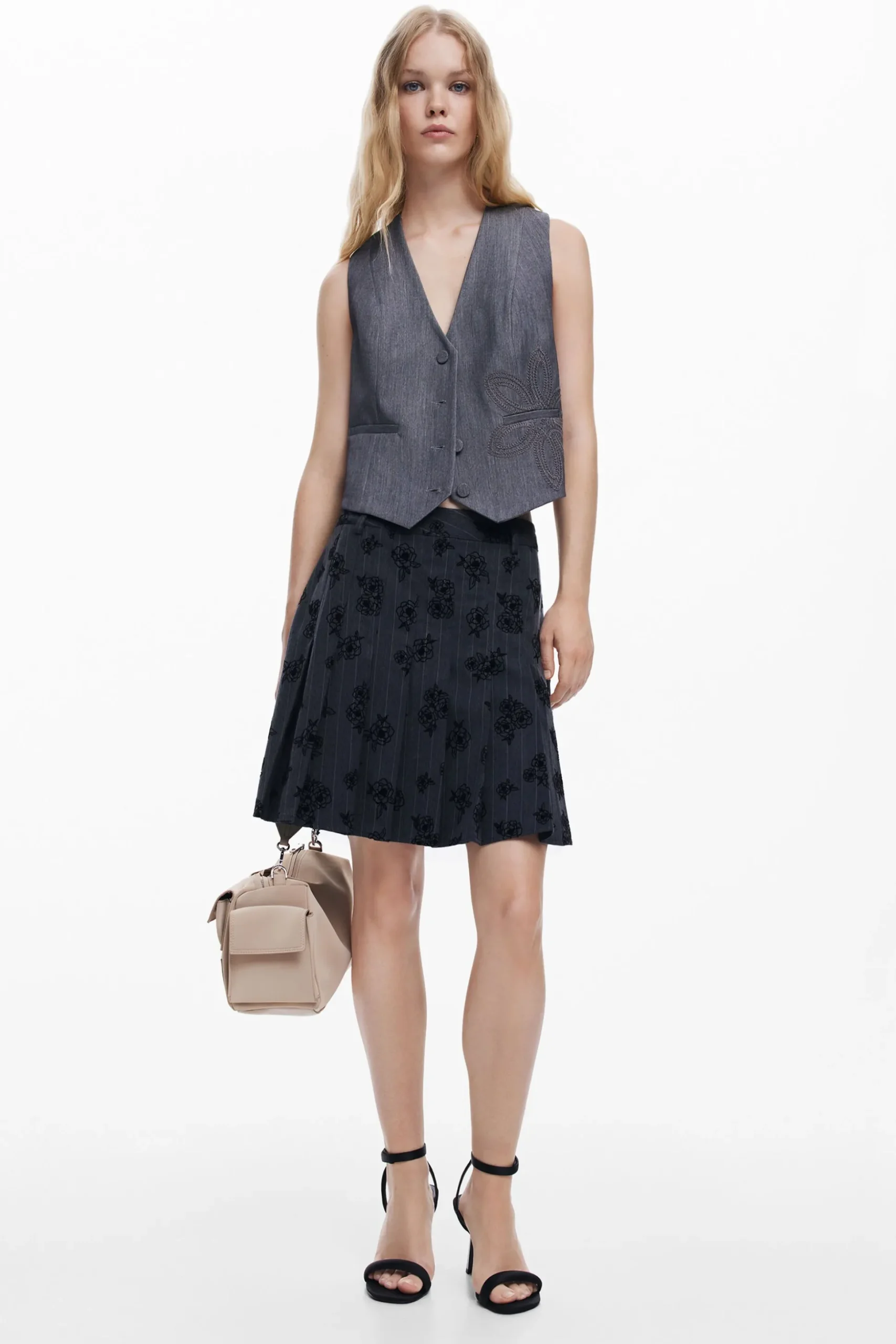 Pleated print skirt