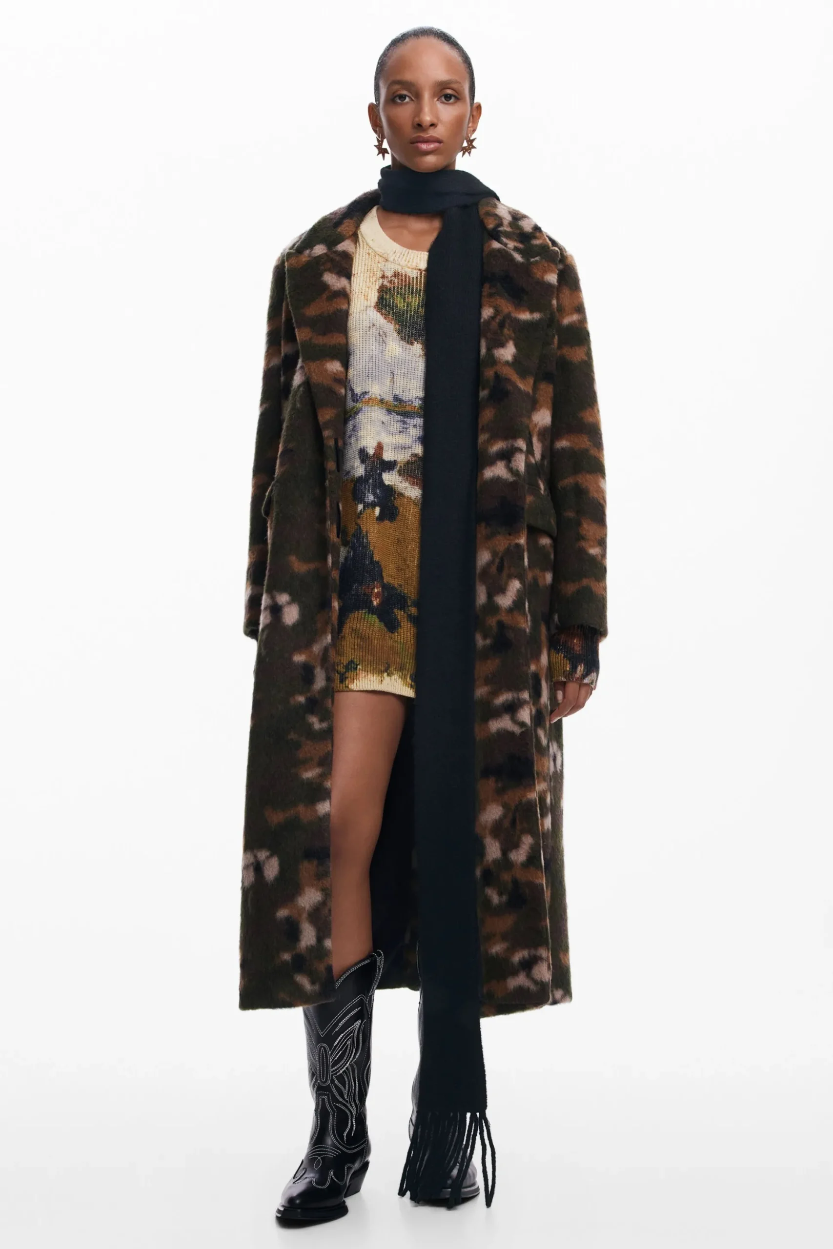 Printed long coat