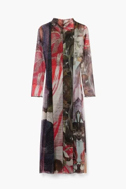 Printed tulle midi dress