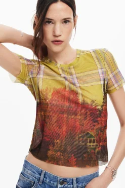 Printed tulle T-shirt