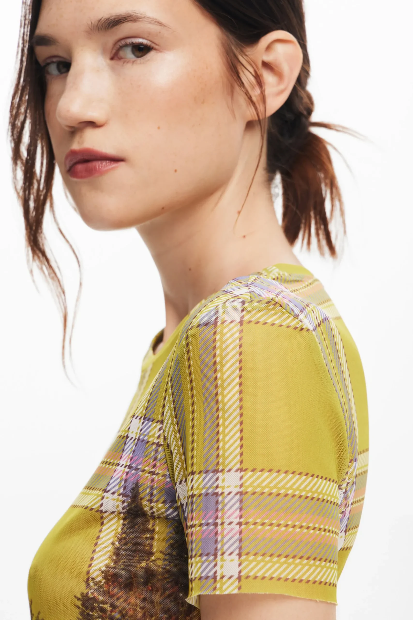 Printed tulle T-shirt