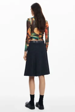 Printed tulle T-shirt