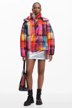 Quilted check coat