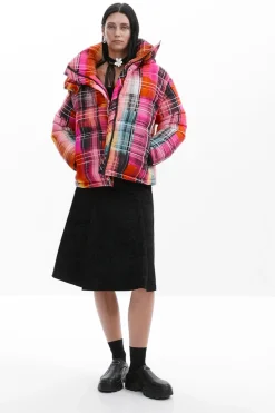 Quilted check coat