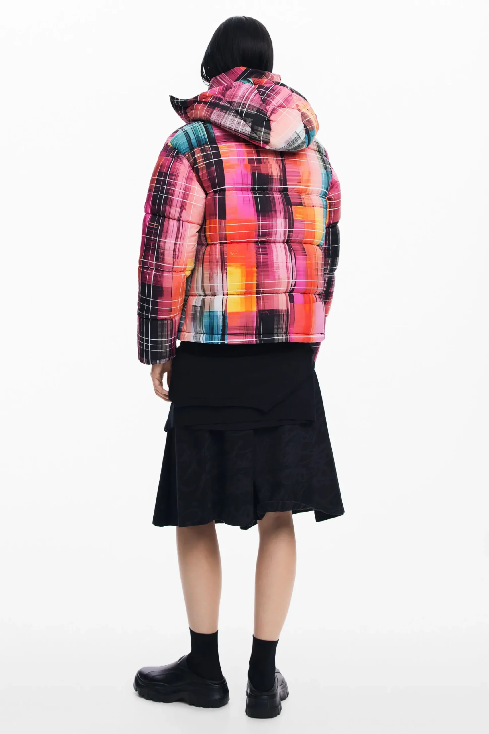 Quilted check coat