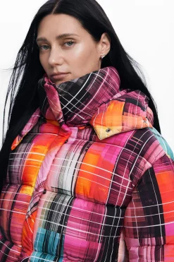 Quilted check coat