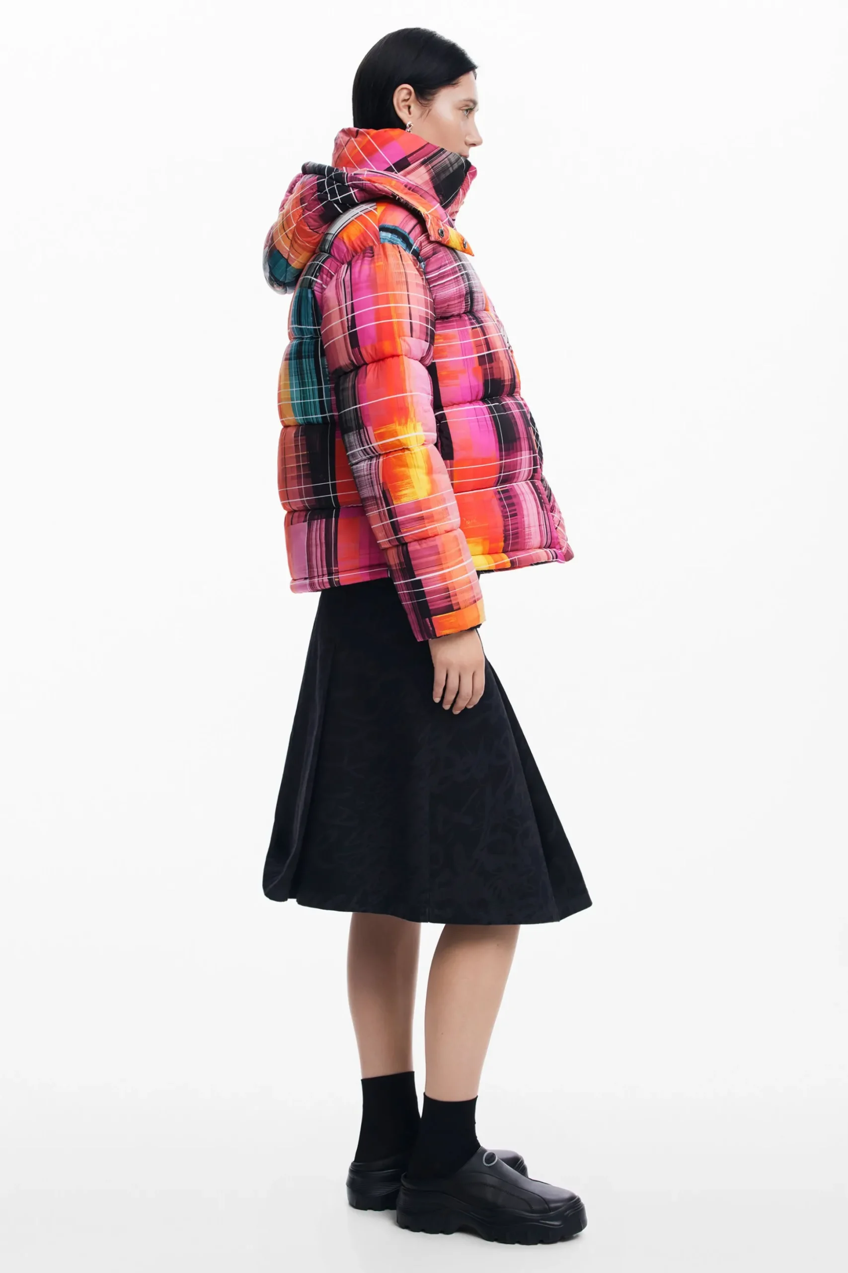 Quilted check coat