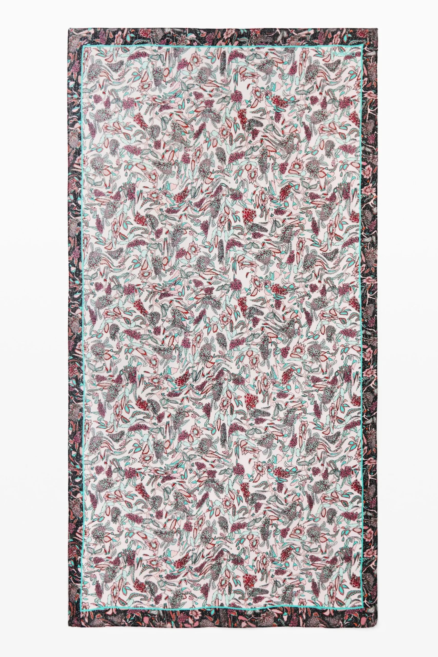 Rectangular floral scarf