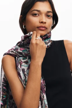 Rectangular floral scarf