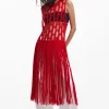 Red fringe top