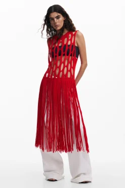 Red fringe top