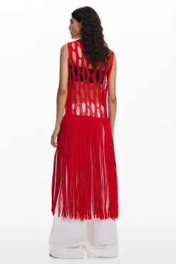 Red fringe top