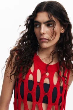 Red fringe top