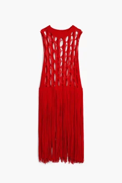 Red fringe top