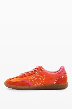 Retro split leather sneakers