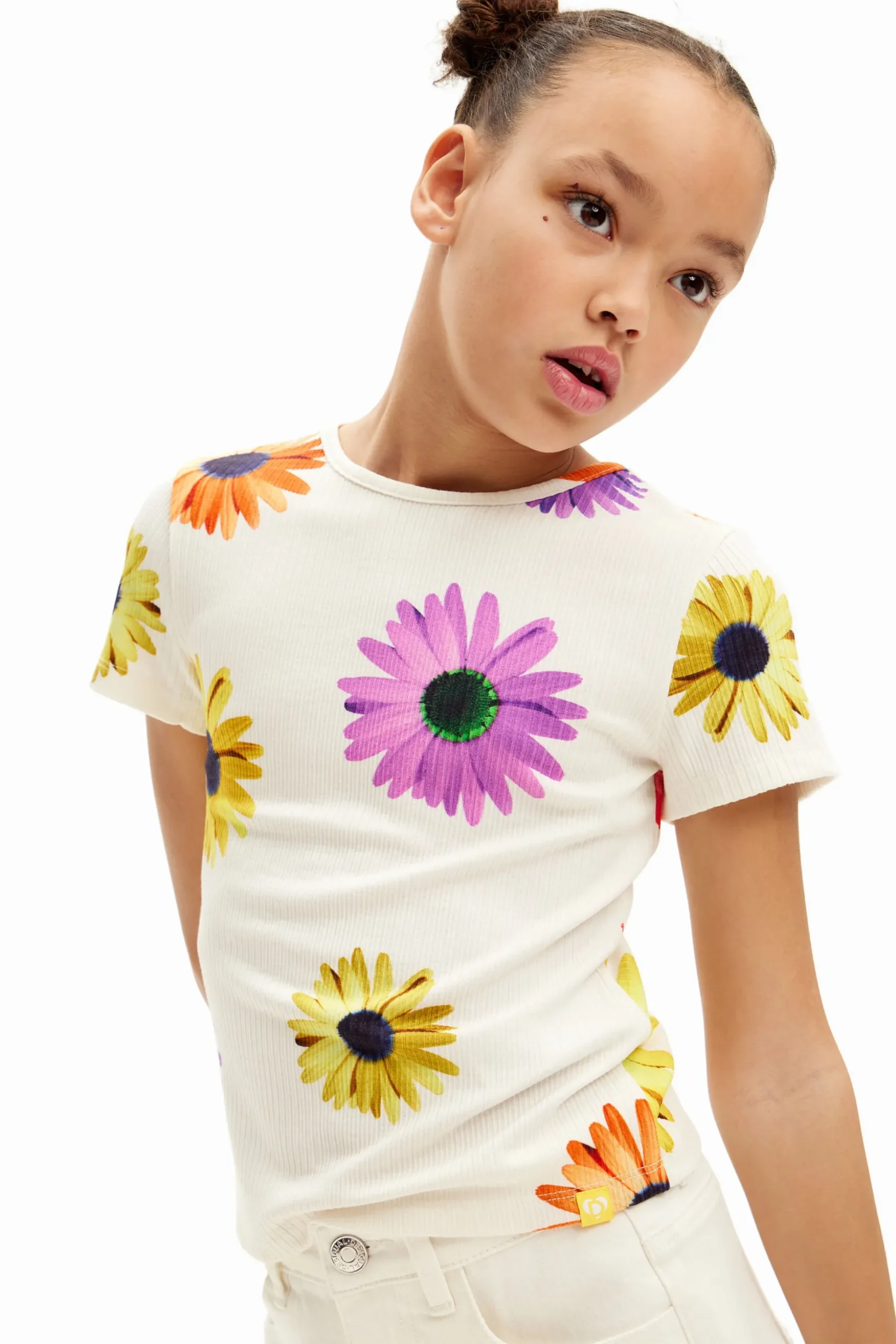 Ribbed daisy T-shirt
