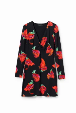 Ribbed floral mini dress