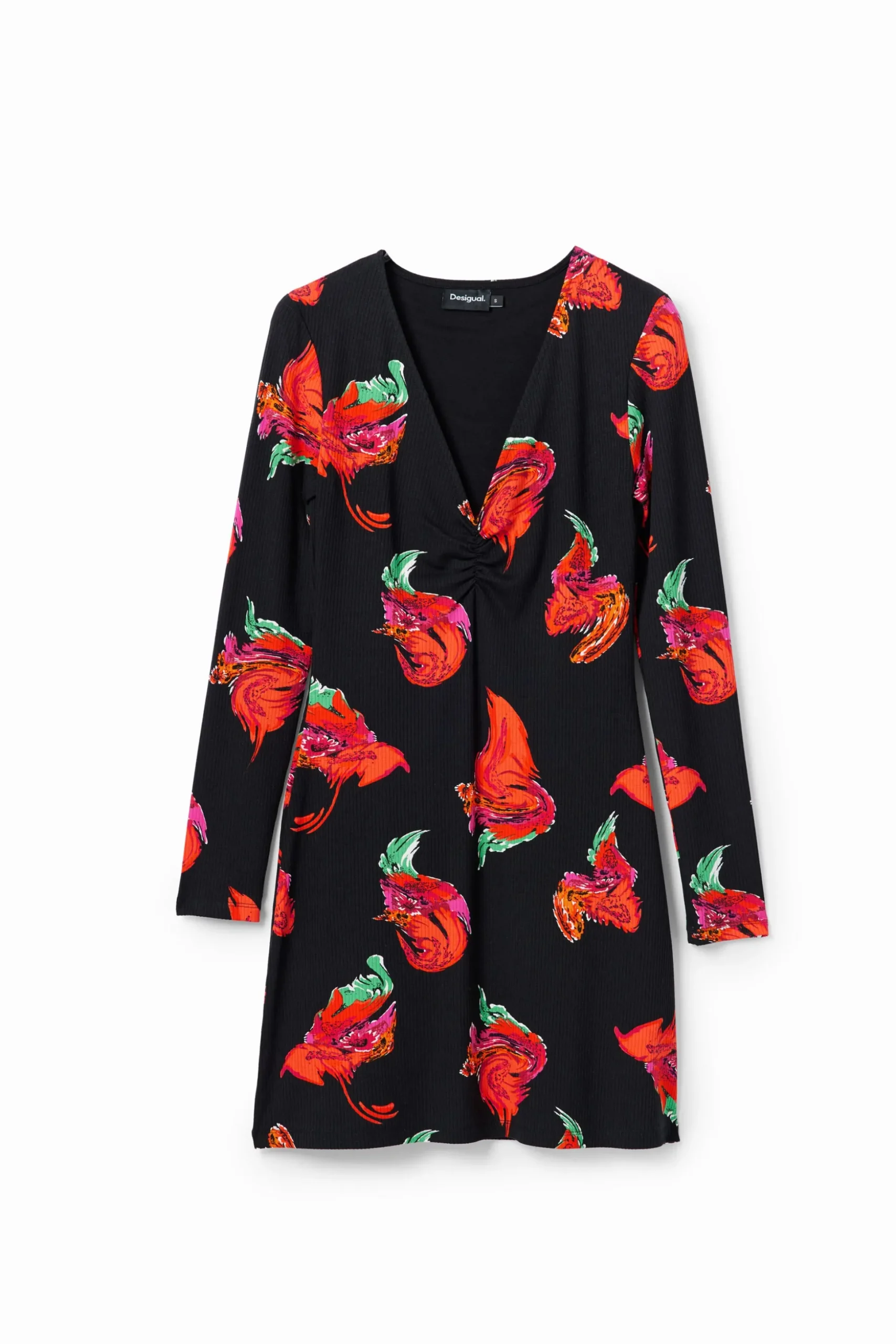 Ribbed floral mini dress