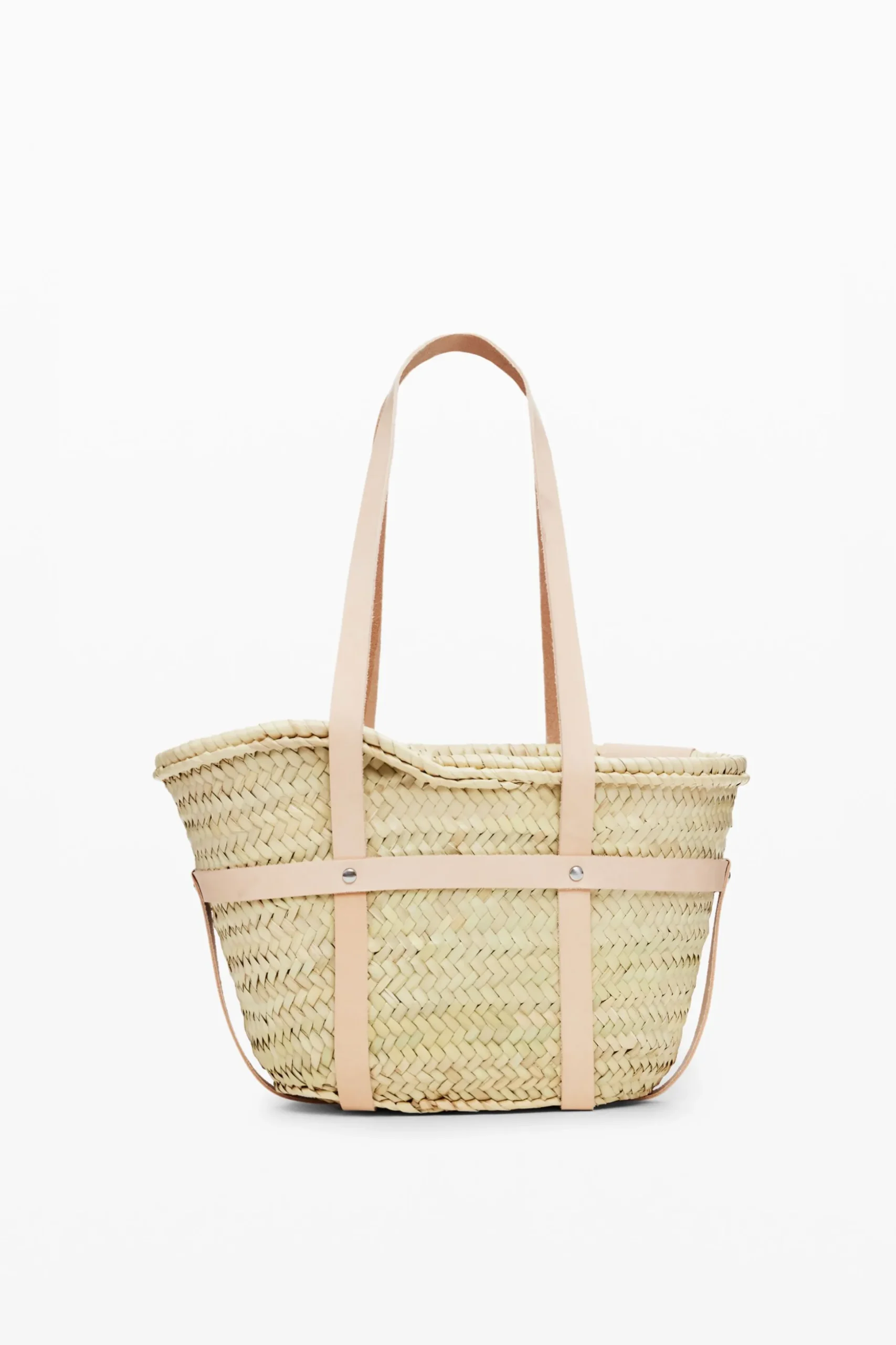 S leather wicker basket