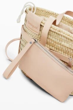 S leather wicker basket