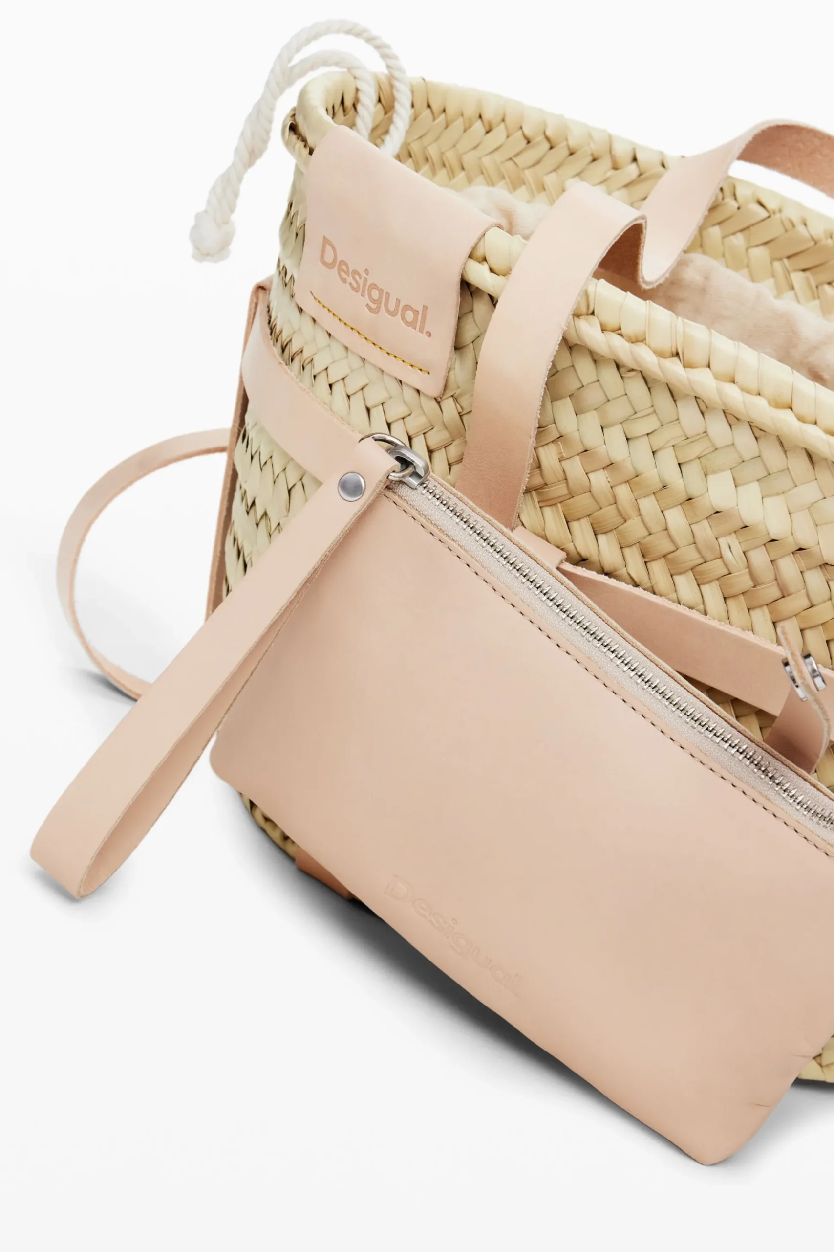 S leather wicker basket