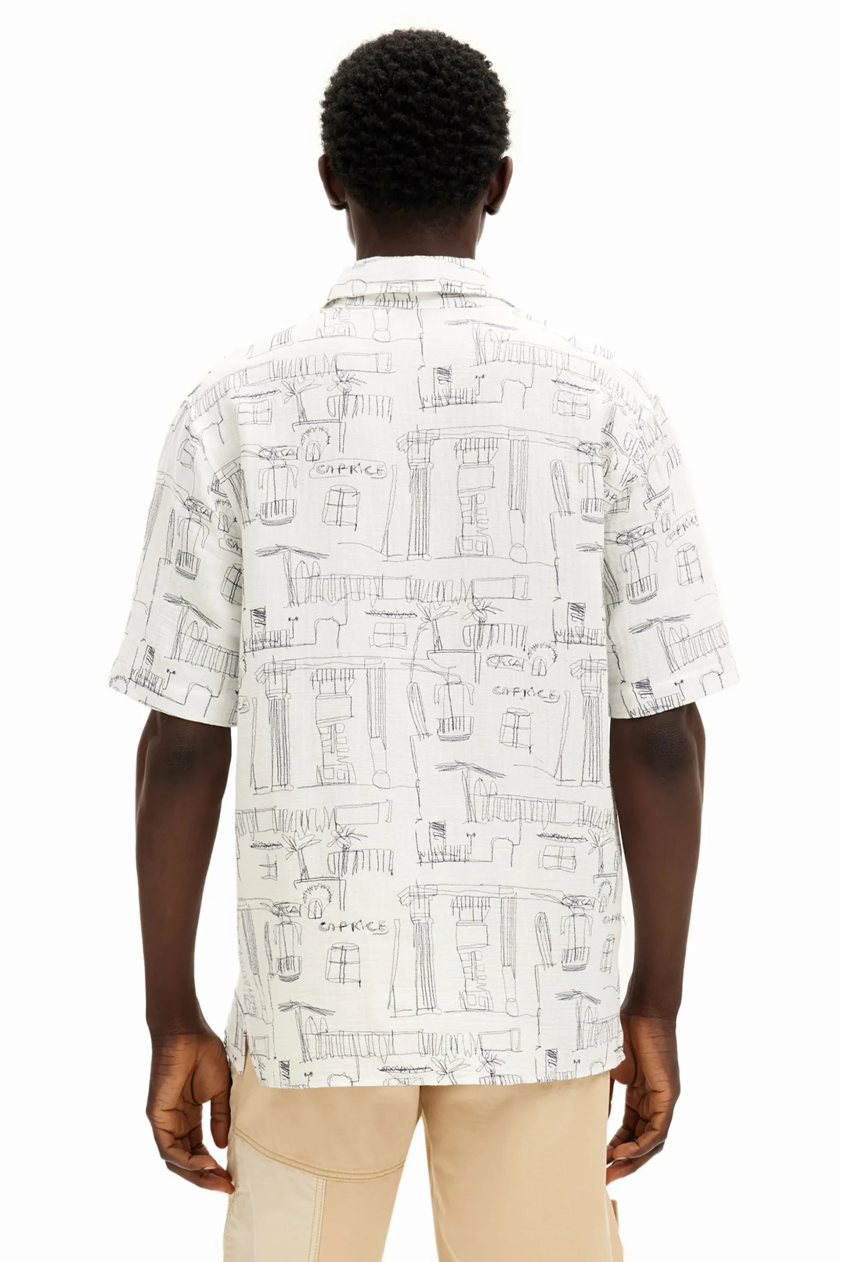 Shirt with column illustrations