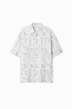 Shirt with column illustrations