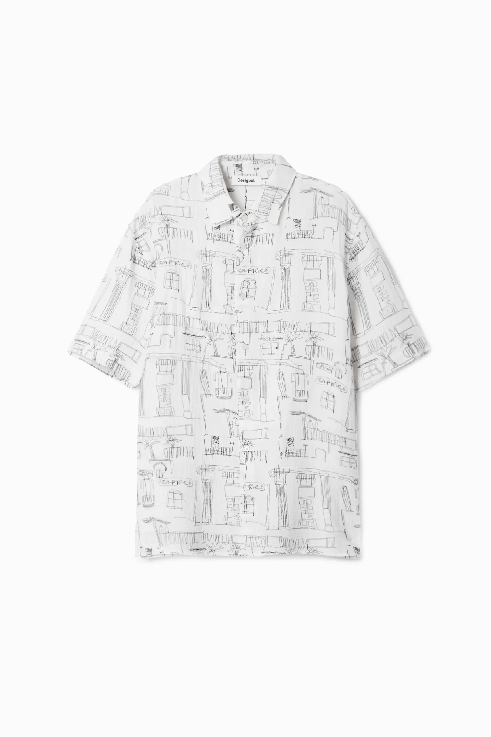 Shirt with column illustrations