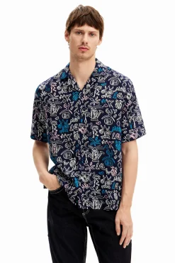 Shirt with contrasting illustrations