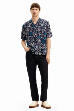 Shirt with contrasting illustrations