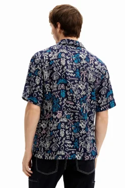 Shirt with contrasting illustrations