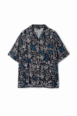 Shirt with contrasting illustrations