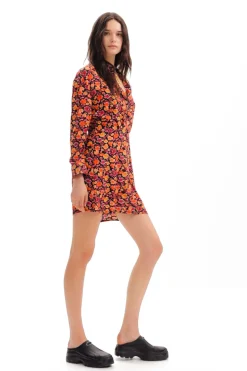 Short floral shirt dress