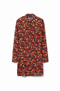 Short floral shirt dress